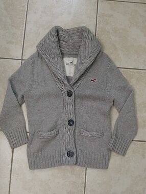 Vintage Y2K Hollister Sweater Tan Shawl Collar Cardigan Women's Size S